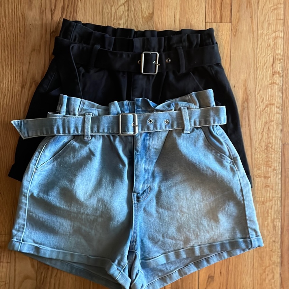 No Boundaries paper bag belted denim shorts size medium 7-9